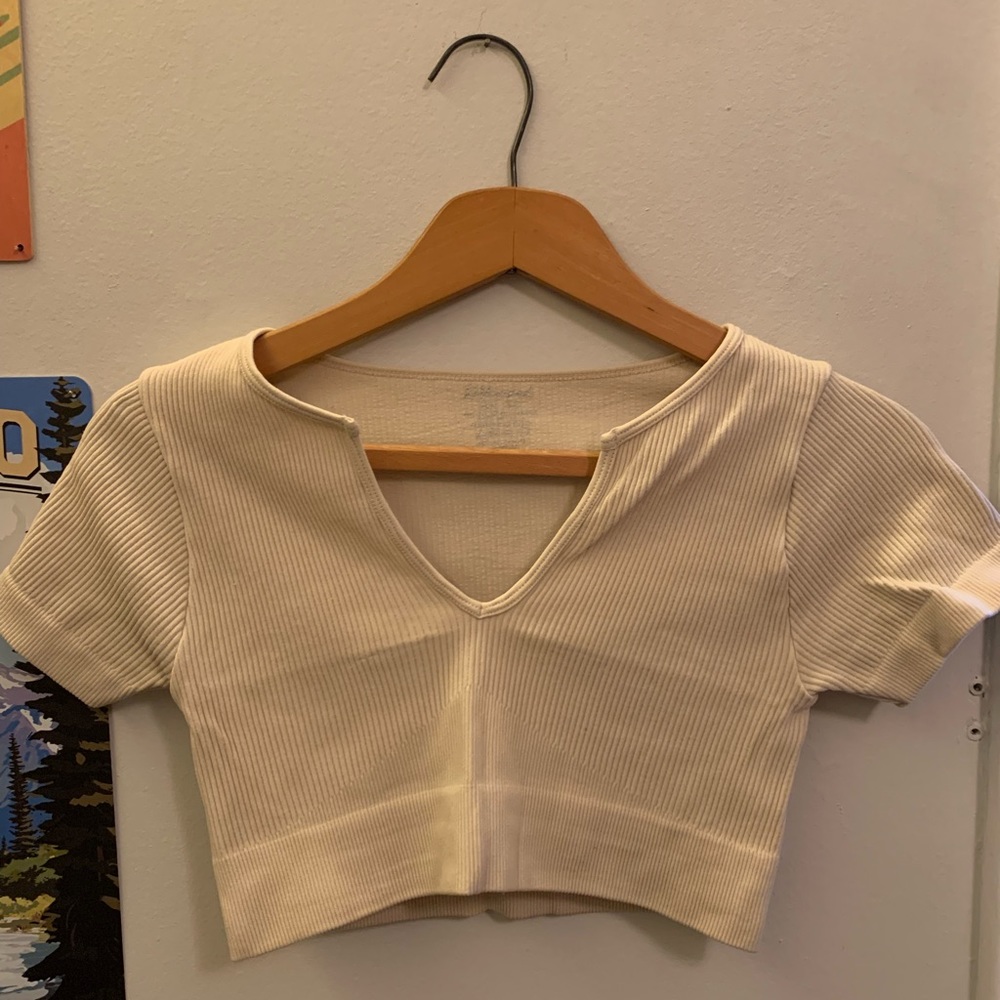 Revamped Cream Workout Crop Top